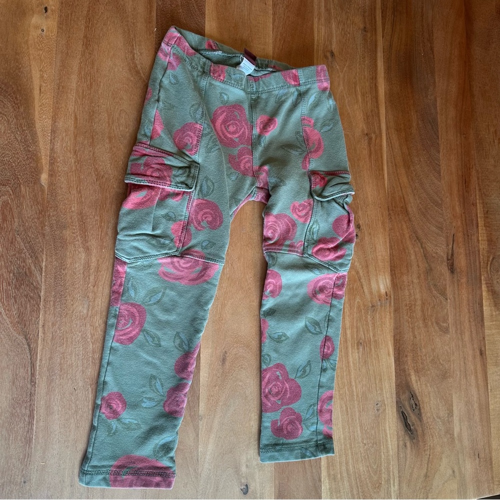 Tea Collection Floral Green and Pink Kids Cargo Pants